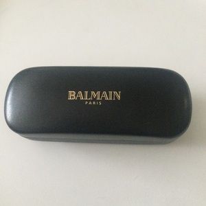 BALMAIN BLACK LEATHER SUNGLASSES CASE NEW HINGED CLOSE